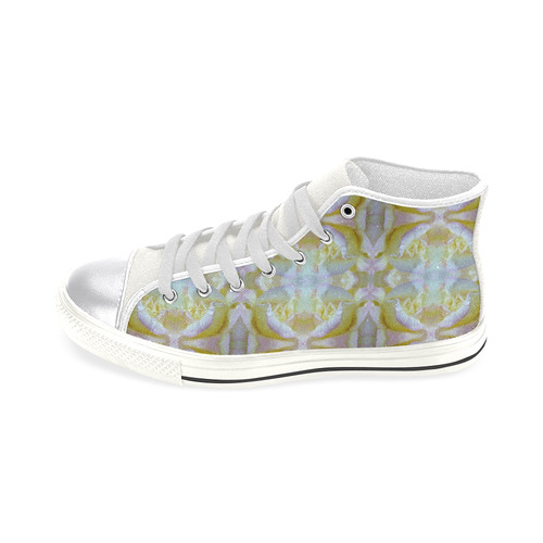 White Yellow  Pattern Women's Classic High Top Canvas Shoes (Model 017)