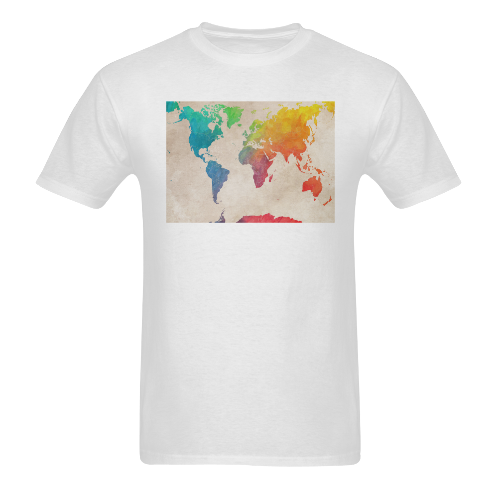 world map Men's T-Shirt in USA Size (Two Sides Printing)