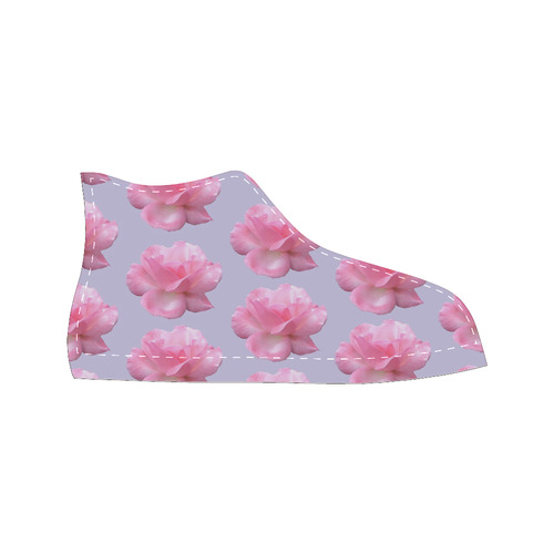 Pink Roses Pattern on Blue Women's Classic High Top Canvas Shoes (Model 017)