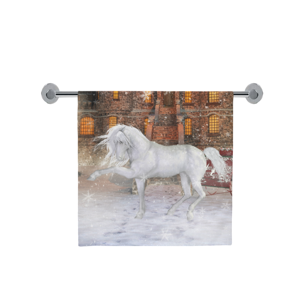 Christmas time A Horse in a dreamy Winterlandscape Bath Towel 30"x56"