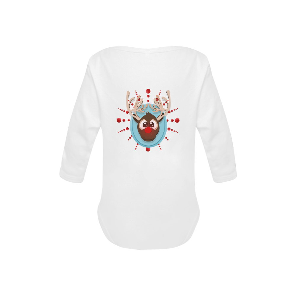 Rudolph the Red Nose Reindeer v1 Baby Powder Organic Long Sleeve One Piece (Model T27)