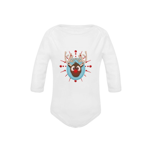 Rudolph the Red Nose Reindeer v1 Baby Powder Organic Long Sleeve One Piece (Model T27)