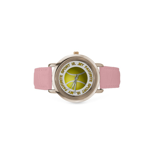 My Favorite Sport is Tennis Women's Rose Gold Leather Strap Watch(Model 201)