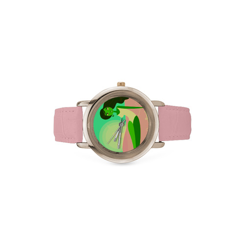 Vintage designers watches with Vintage hand-drawn woman. New in shop! Women's Rose Gold Leather Strap Watch(Model 201)