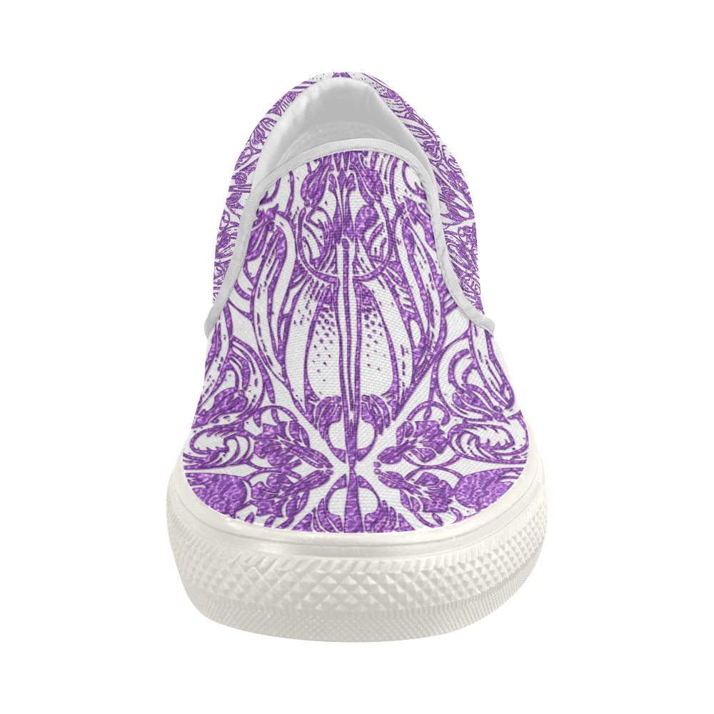 Lace Lilac Women's Slip-on Canvas Shoes (Model 019)