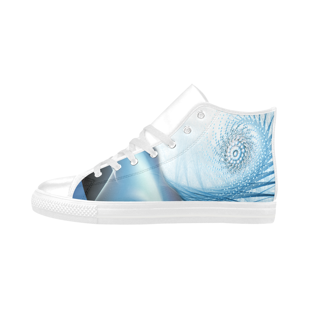 blue vibration abstract Aquila High Top Microfiber Leather Women's Shoes (Model 032)