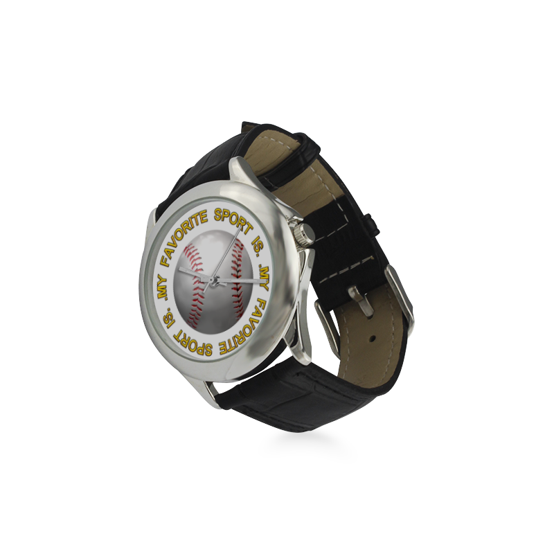 My Favorite Sport is Baseball Women's Classic Leather Strap Watch(Model 203)