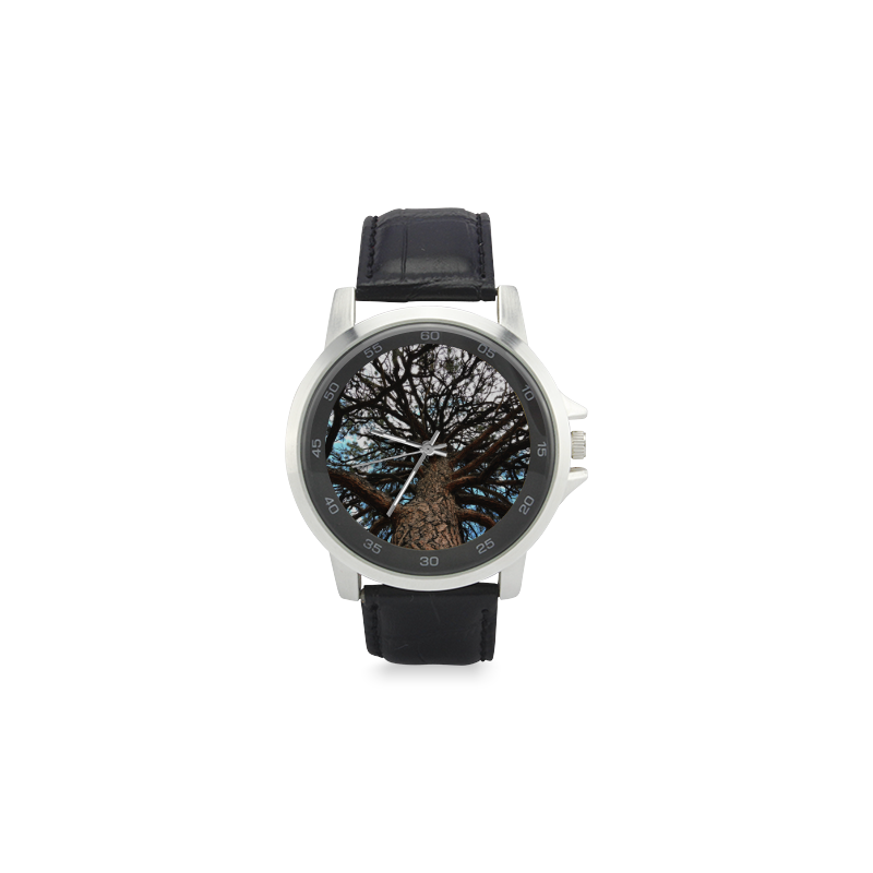Tree Unisex Stainless Steel Leather Strap Watch(Model 202)