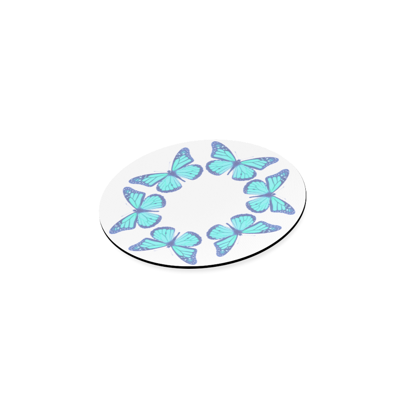 blue butterfly ring Round Coaster
