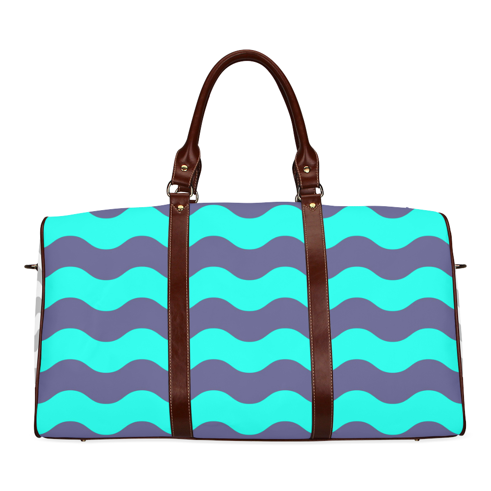 New in shop! Marine designers bag : blue and purple waves / old fashion style Waterproof Travel Bag/Large (Model 1639)