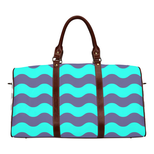 New in shop! Marine designers bag : blue and purple waves / old fashion style Waterproof Travel Bag/Large (Model 1639)