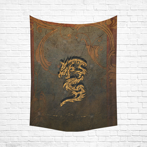 The dragon, tribal Cotton Linen Wall Tapestry 60"x 80"