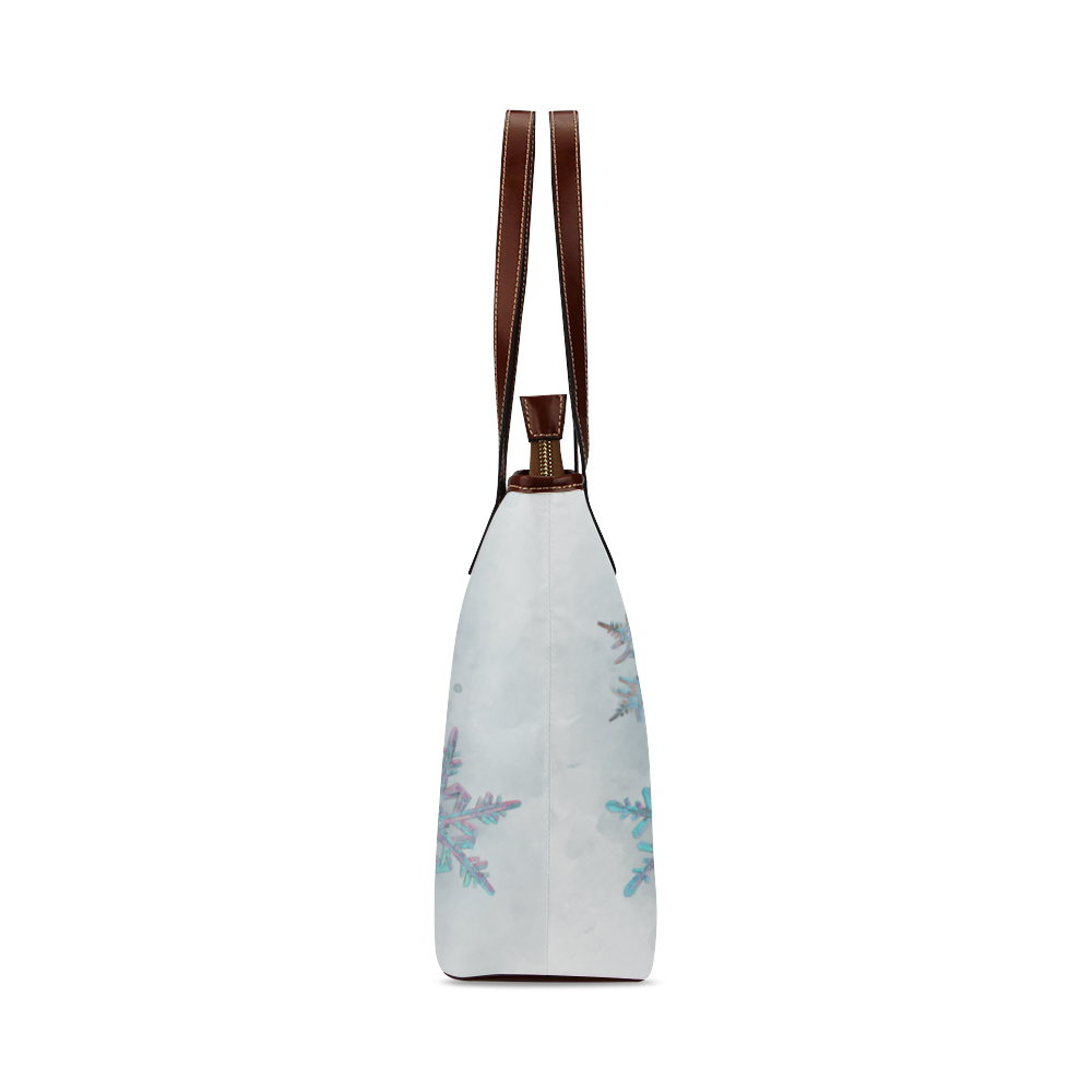 Snowflakes, snow, white and blue Shoulder Tote Bag (Model 1646)