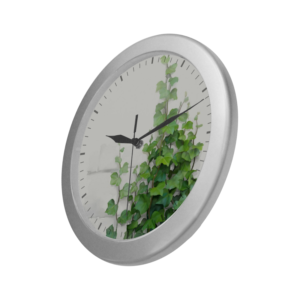 Watercolor Vines, climbing plant Silver Color Wall Clock