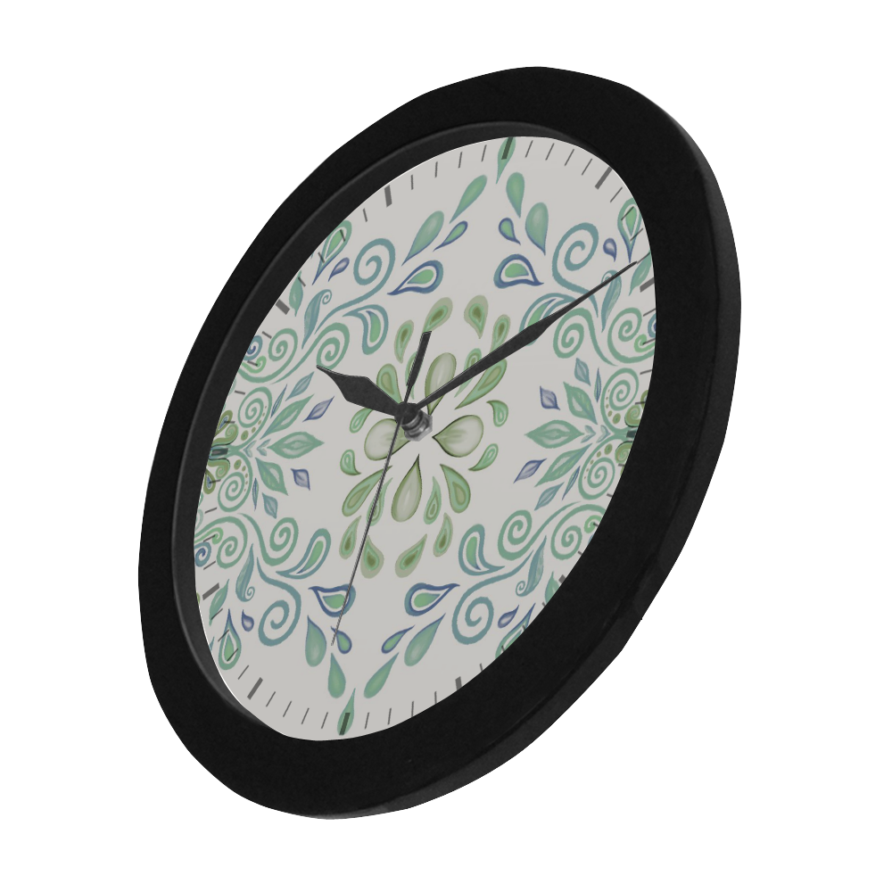 Blue and Green watercolor design Circular Plastic Wall clock