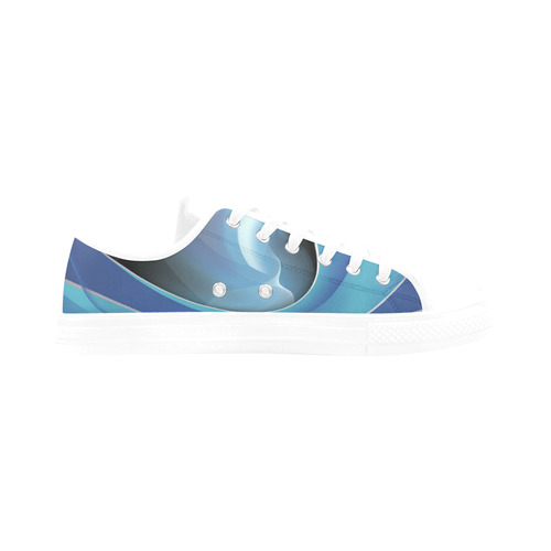 blue vibration abstract Aquila Microfiber Leather Women's Shoes/Large Size (Model 031)