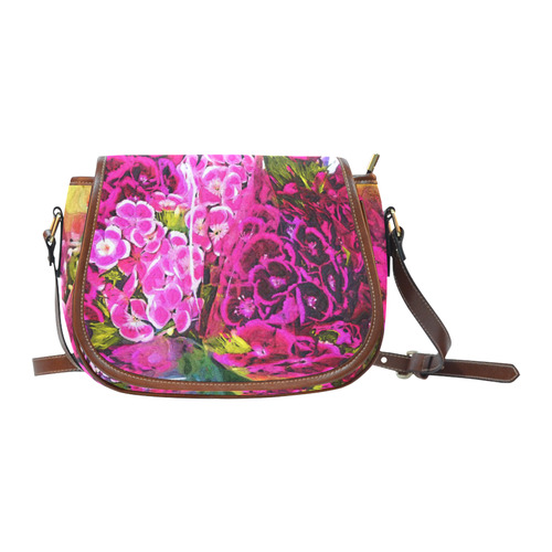 Pink Florals Saddle Bag/Small (Model 1649) Full Customization