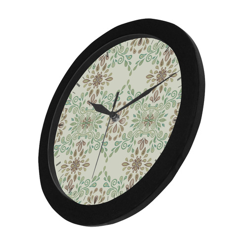 Green ornaments Circular Plastic Wall clock