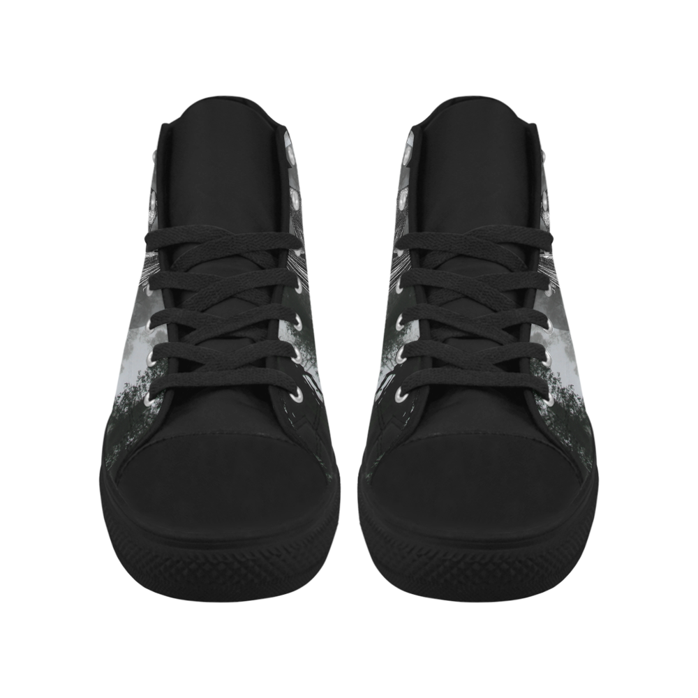 collage_ The The Nightfall _ Gloria Sánchez Aquila High Top Microfiber Leather Women's Shoes (Model 032)