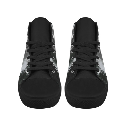 collage_ The The Nightfall _ Gloria Sánchez Aquila High Top Microfiber Leather Women's Shoes (Model 032)