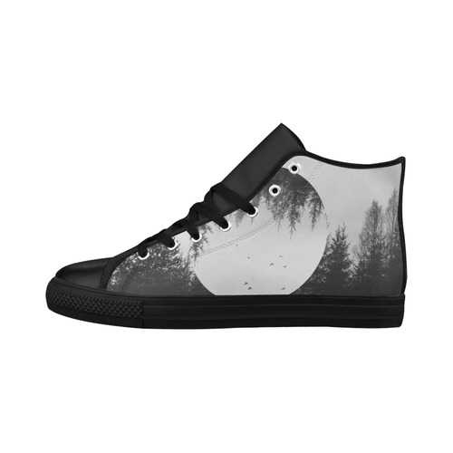 collage_ Somewhere _ Gloria Sánchez Aquila High Top Microfiber Leather Women's Shoes (Model 032)