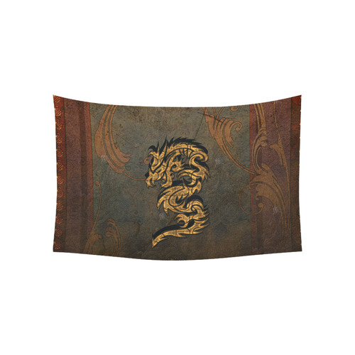 The dragon, tribal Cotton Linen Wall Tapestry 60"x 40"