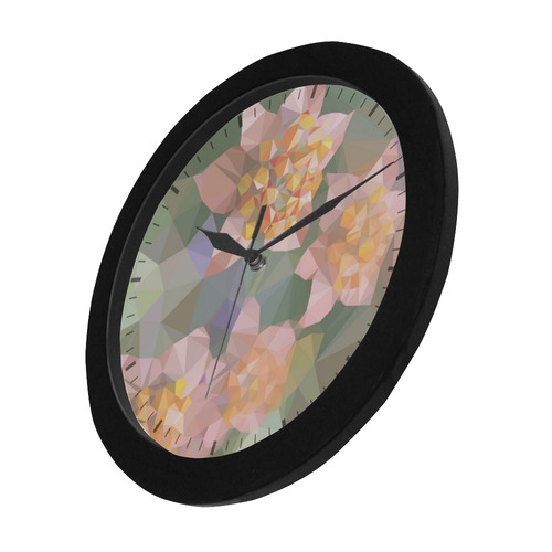 Low Poly Flowers Circular Plastic Wall clock