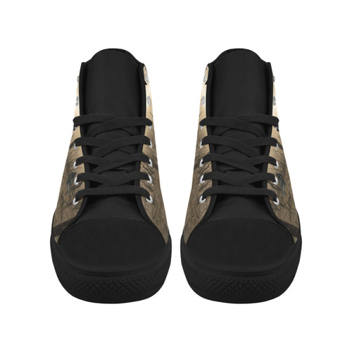 collage_ The Eye _ Gloria Sánchez Aquila High Top Microfiber Leather Women's Shoes (Model 032)