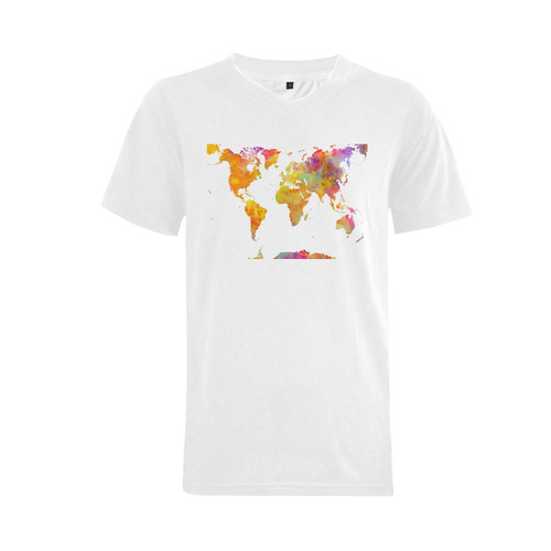 world map Men's V-Neck T-shirt (USA Size) (Model T10)