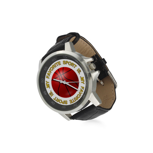 My Favorite Sport is Basketball Unisex Stainless Steel Leather Strap Watch(Model 202)