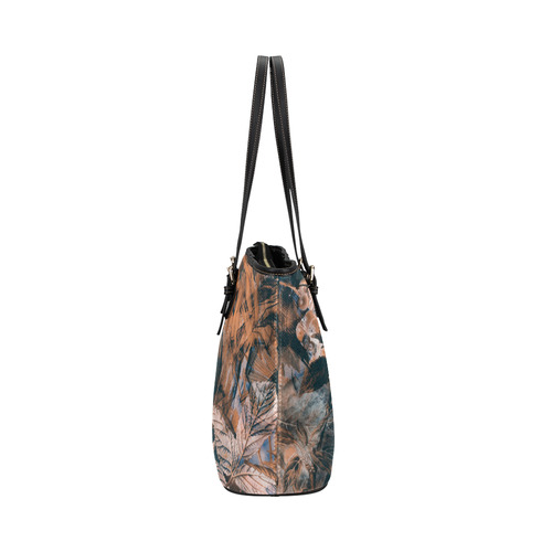 flowers Leather Tote Bag/Large (Model 1651)