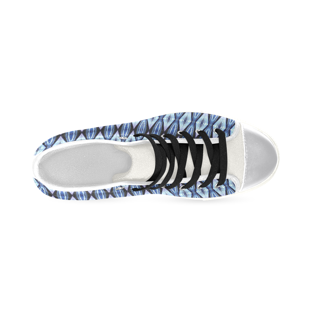 Blue White Diamond Pattern Women's Classic High Top Canvas Shoes (Model 017)