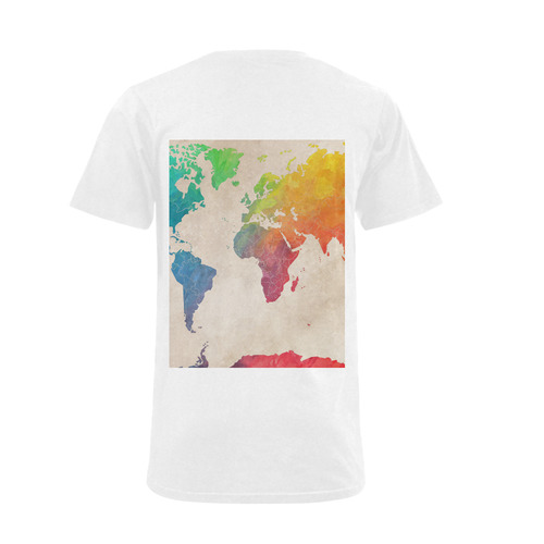 world map Men's V-Neck T-shirt (USA Size) (Model T10)