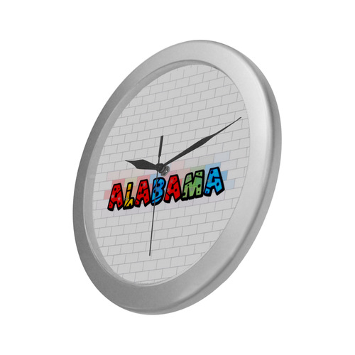 Alabama by Popart Lover Silver Color Wall Clock