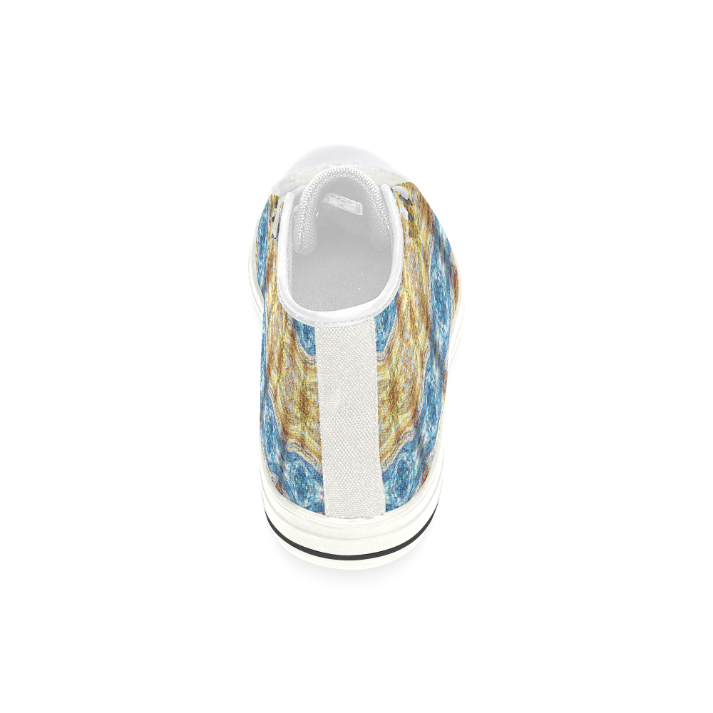 Gold and Blue Elegant Pattern Women's Classic High Top Canvas Shoes (Model 017)