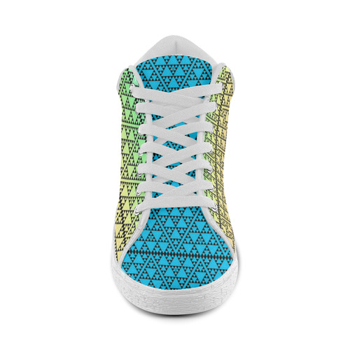 triangles in triangles pattern blk blue Women's Chukka Canvas Shoes ...