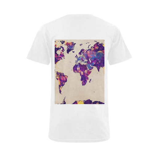 world map Men's V-Neck T-shirt  Big Size(USA Size) (Model T10)