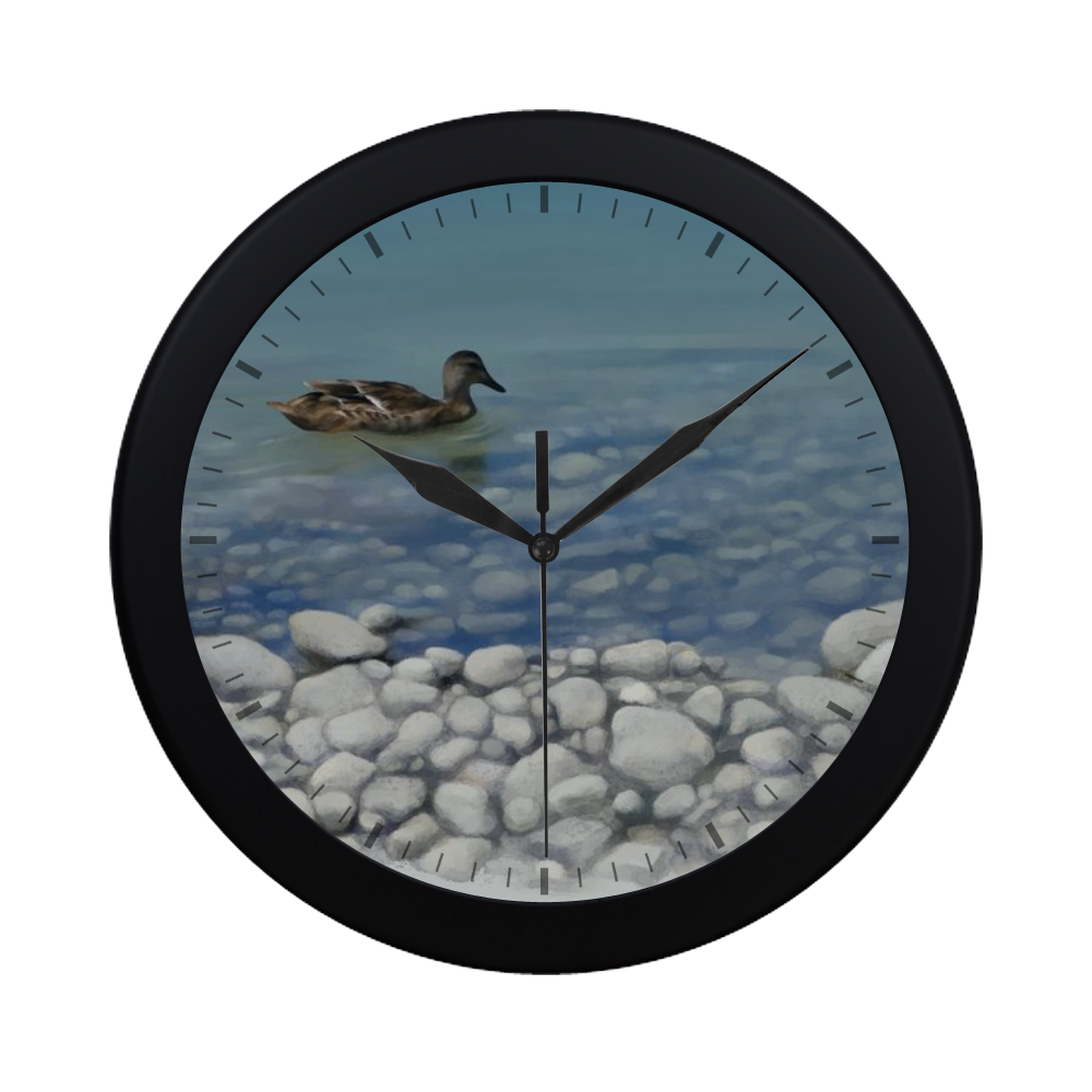 Swimming Duck, watercolor Circular Plastic Wall clock