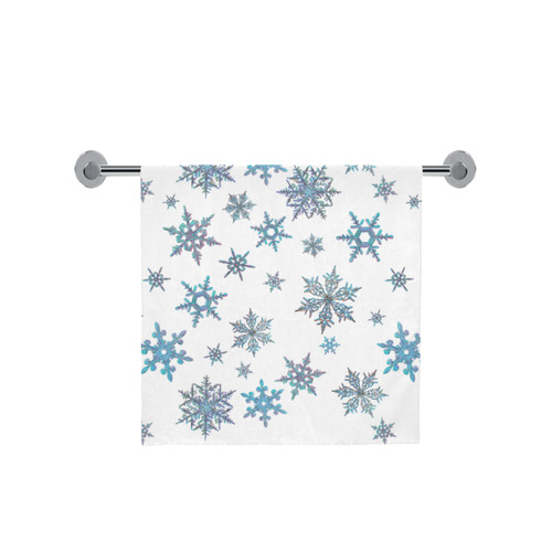 Snowflakes, Blue snow, stitched design Bath Towel 30"x56"