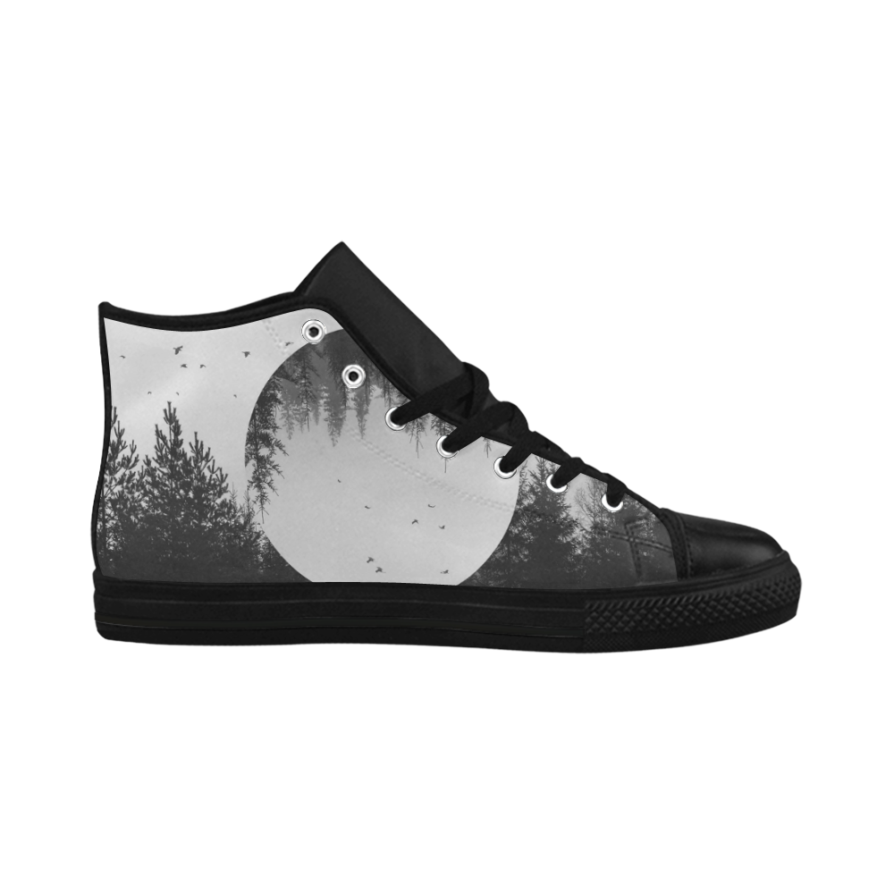 collage_ Somewhere _ Gloria Sánchez Aquila High Top Microfiber Leather Women's Shoes (Model 032)
