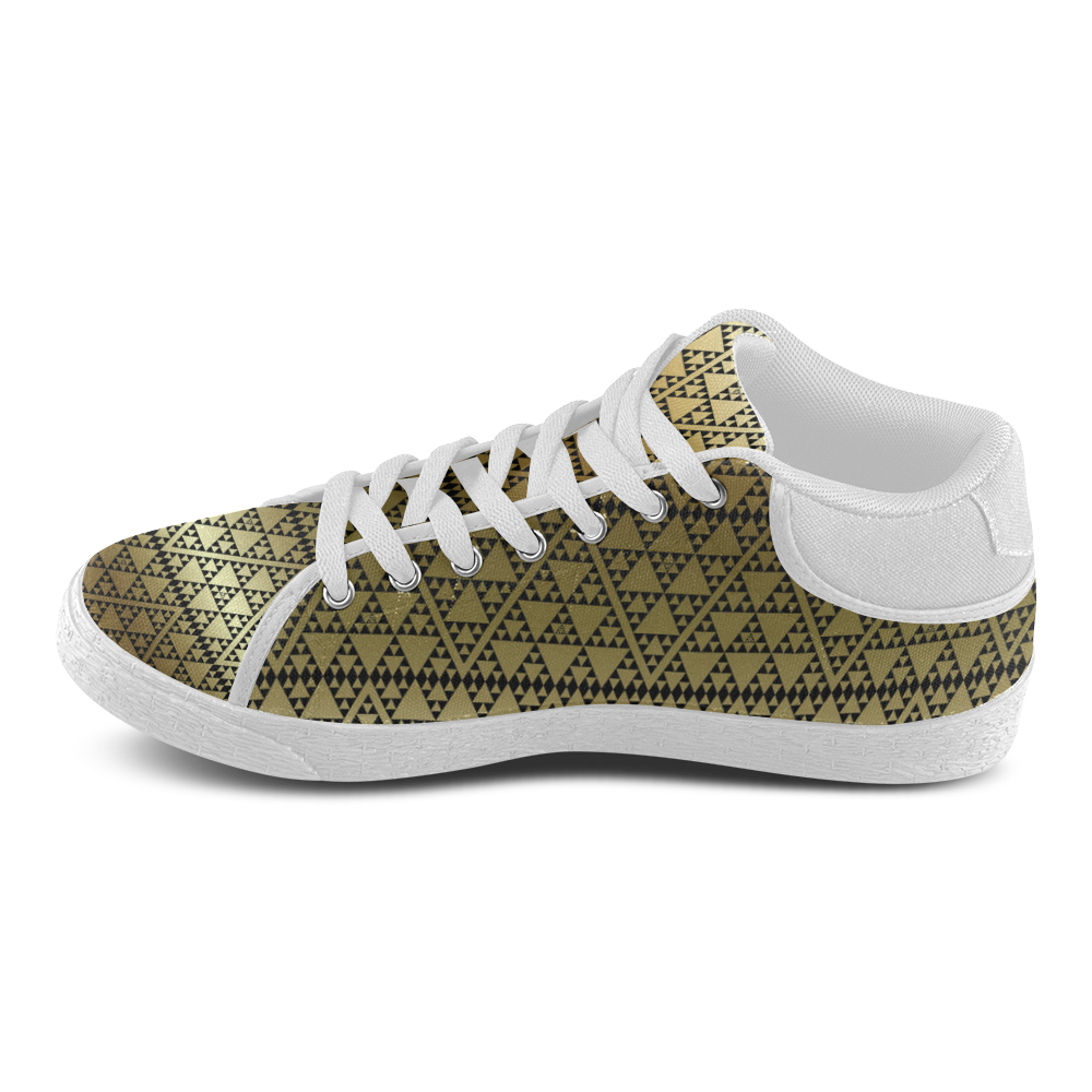 triangles in triangles pattern blk gold Women's Chukka Canvas Shoes ...