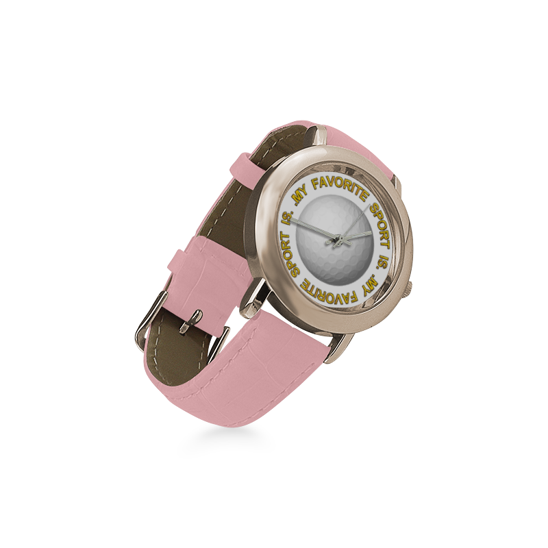 My Favorite Sport is Golf Women's Rose Gold Leather Strap Watch(Model 201)