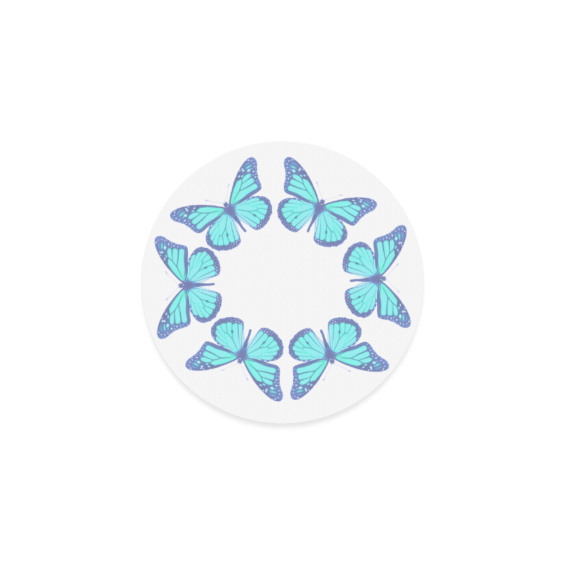 blue butterfly ring Round Coaster