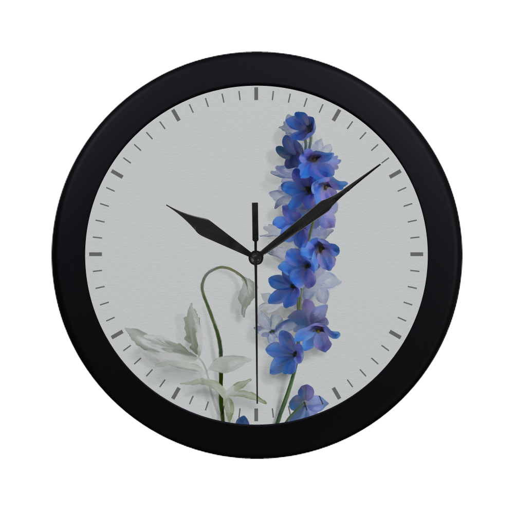 Blue - purple Consolida, watercolors Circular Plastic Wall clock