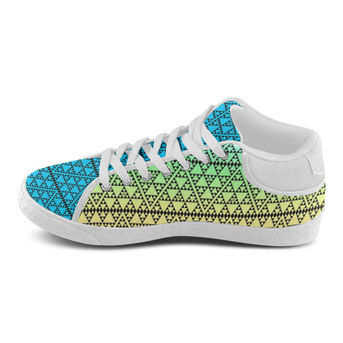 triangles in triangles pattern blk blue Women's Chukka Canvas Shoes ...