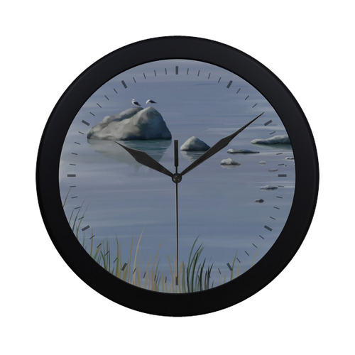 Seagulls on stones, watercolor Circular Plastic Wall clock
