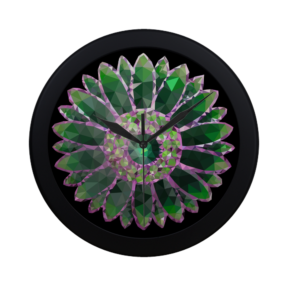Green Mosaic Flower Circular Plastic Wall clock
