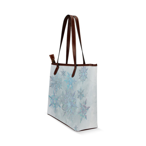 Snowflakes, snow, white and blue Shoulder Tote Bag (Model 1646)