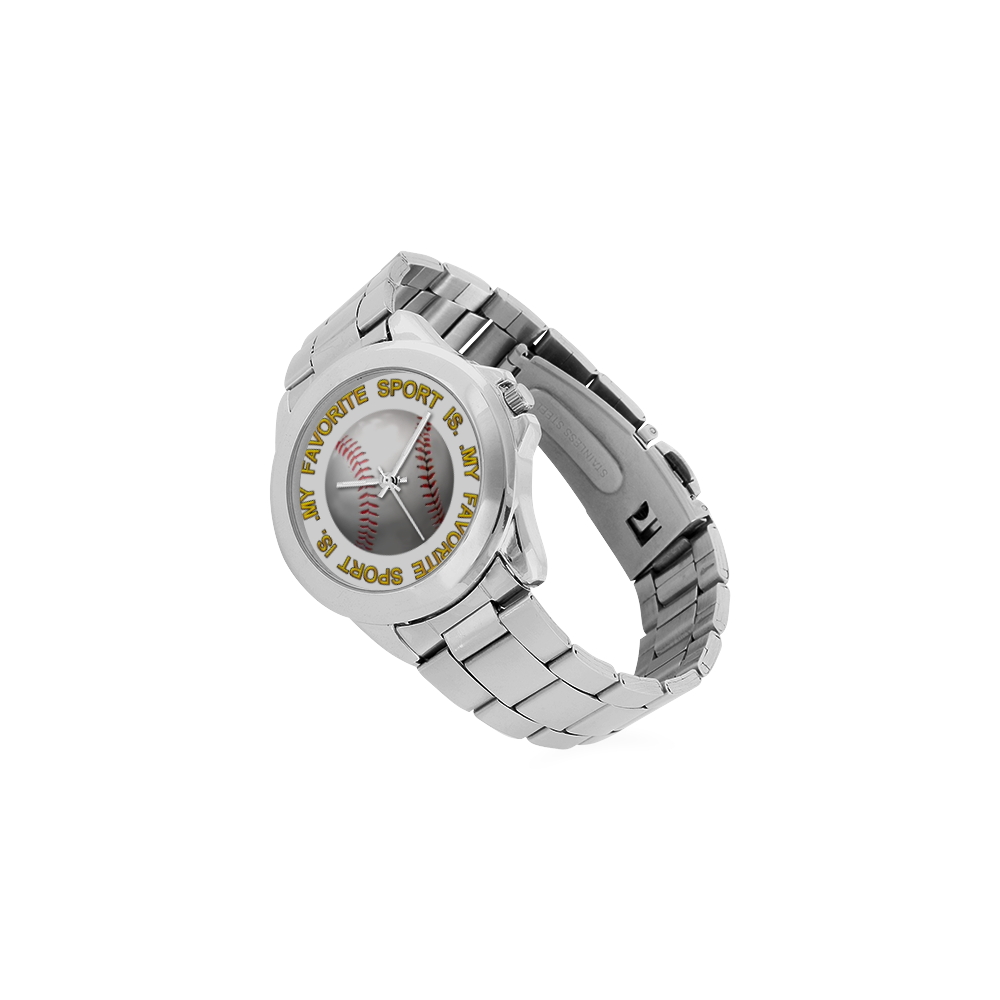 My Favorite Sport is Baseball Unisex Stainless Steel Watch(Model 103)