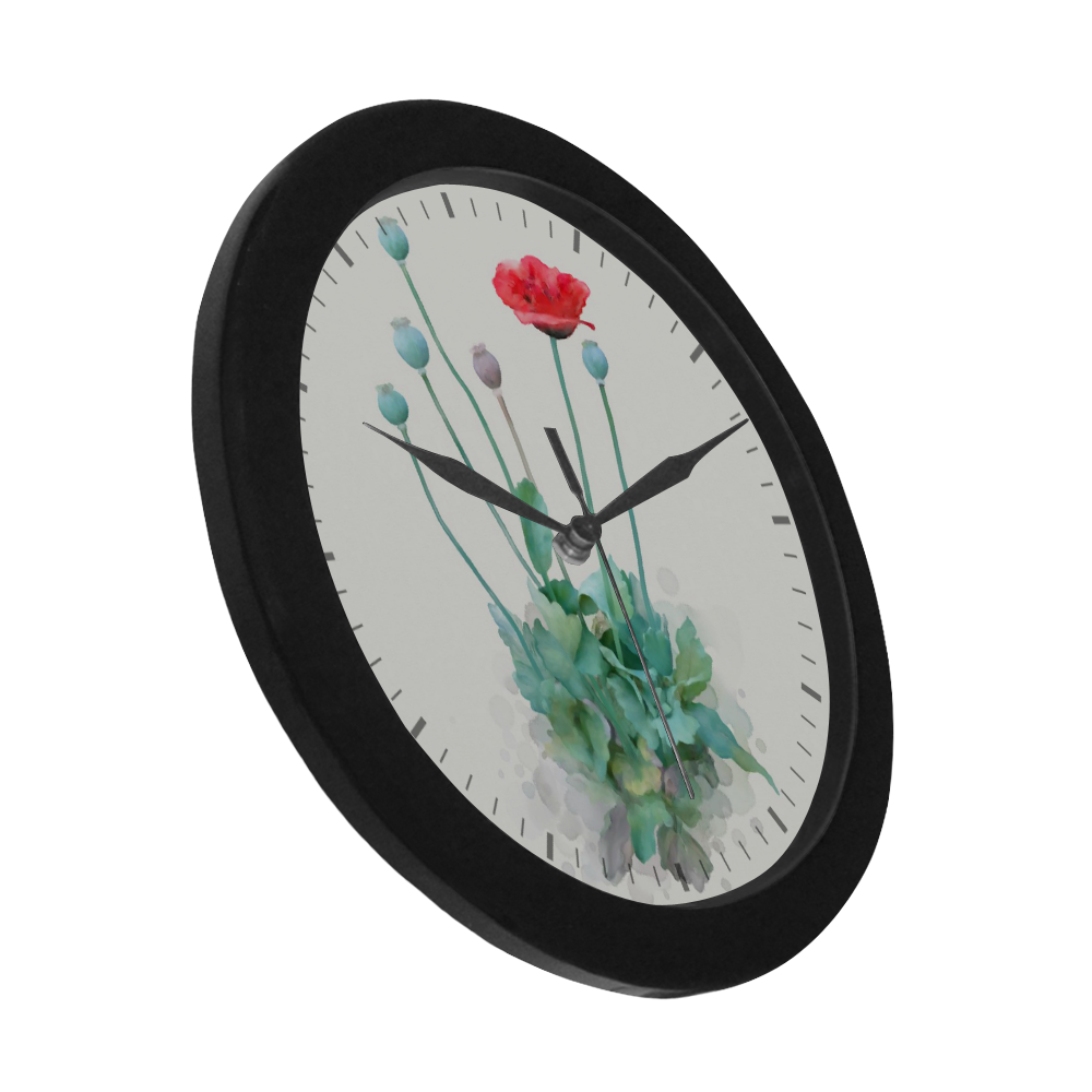 Watercolor Poppy, botanical illustration Circular Plastic Wall clock